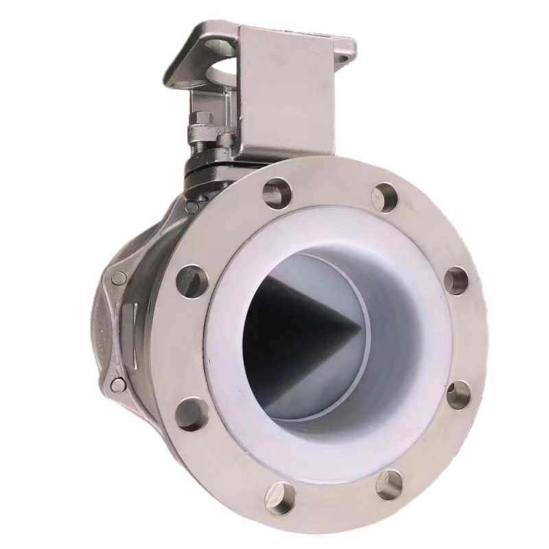 VQ41F4不锈钢法兰衬PTFE V型球阀带驱动平台外观图